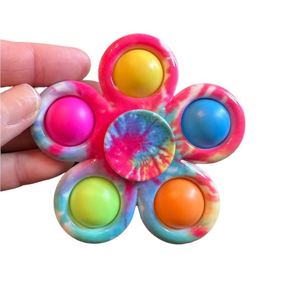 Colorful Floral Push Pop Fidget Spinner - Picture 2 of 5